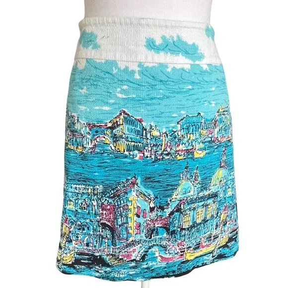 Talbots Venice Grand Canal Scenic Print Skirt Women’s Size 10P - Picture 4 of 14